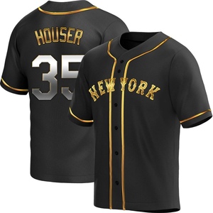 Men's Adrian Houser New York Mets Replica Black Golden Alternate Jersey