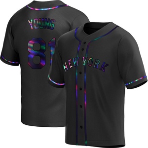 Men's Danny Young New York Mets Replica Black Holographic Alternate Jersey