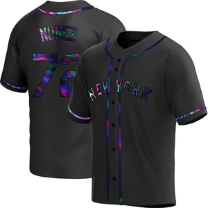 Men's Dedniel Nunez New York Mets Replica Black Holographic Alternate Jersey