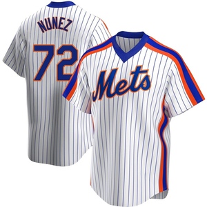 Men's Dedniel Nunez New York Mets Replica White Home Cooperstown Collection Jersey