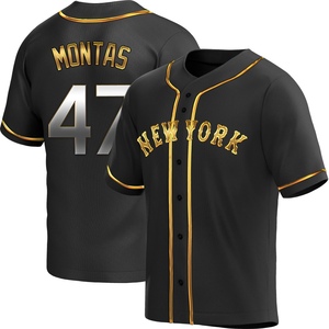 Men's Frankie Montas New York Mets Replica Black Golden Alternate Jersey