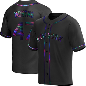 Men's Frankie Montas New York Mets Replica Black Holographic Alternate Jersey