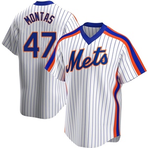 Men's Frankie Montas New York Mets Replica White Home Cooperstown Collection Jersey