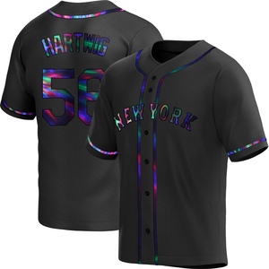 Men's Grant Hartwig New York Mets Replica Black Holographic Alternate Jersey