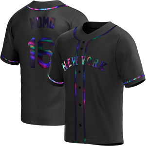 Men's Hideo Nomo New York Mets Replica Black Holographic Alternate Jersey