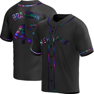 Men's Huascar Brazoban New York Mets Replica Black Holographic Alternate Jersey