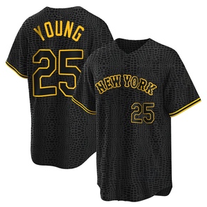 Men's Jared Young New York Mets Replica Black Snake Skin City Jersey