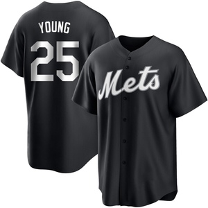 Men's Jared Young New York Mets Replica Black/White Jersey