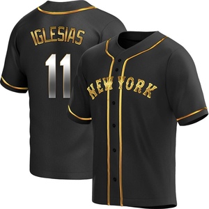 Men's Jose Iglesias New York Mets Replica Black Golden Alternate Jersey