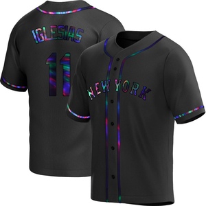 Men's Jose Iglesias New York Mets Replica Black Holographic Alternate Jersey