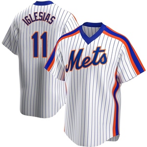 Men's Jose Iglesias New York Mets Replica White Home Cooperstown Collection Jersey