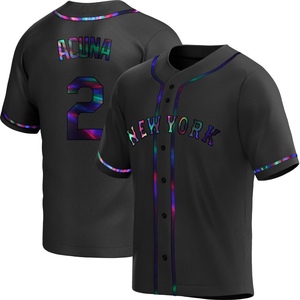 Men's Luisangel Acuna New York Mets Replica Black Holographic Alternate Jersey