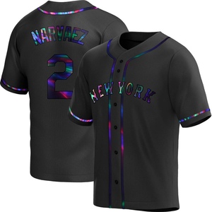 Men's Omar Narvaez New York Mets Replica Black Holographic Alternate Jersey