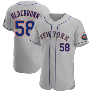 Men's Paul Blackburn New York Mets Authentic Black Gray Road Jersey