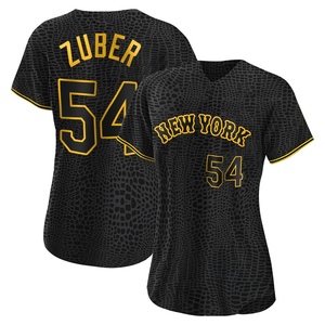 Women's Tyler Zuber New York Mets Authentic Black Snake Skin City Jersey