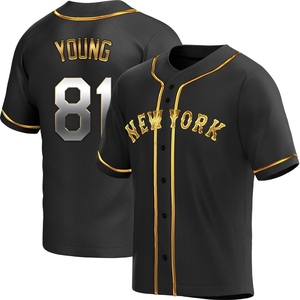 Youth Danny Young New York Mets Replica Black Golden Alternate Jersey