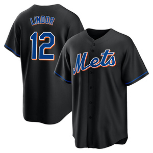 Youth Francisco Lindor New York Mets Replica Black 2022 Alternate Jersey