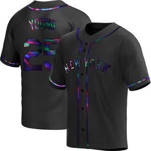 Youth Jared Young New York Mets Replica Black Holographic Alternate Jersey