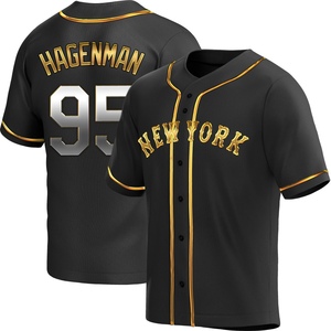 Youth Justin Hagenman New York Mets Replica Black Golden Alternate Jersey