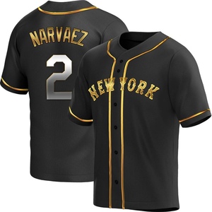 Youth Omar Narvaez New York Mets Replica Black Golden Alternate Jersey