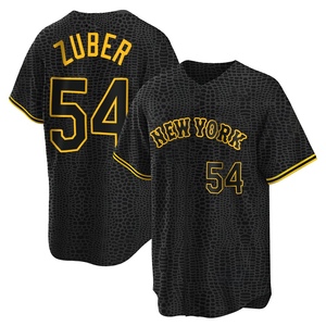 Youth Tyler Zuber New York Mets Replica Black Snake Skin City Jersey